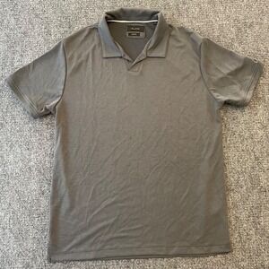 Porter & Ash Mens Jacquard Polo Shirt Short Sleeve Top Casual MEDIUM Gray